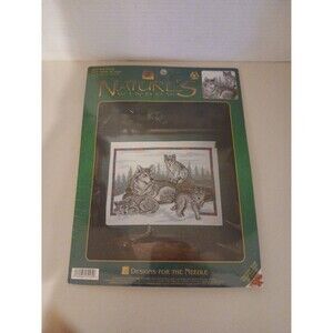 Crossstitch needle point wolf family wall art 11" x 16"